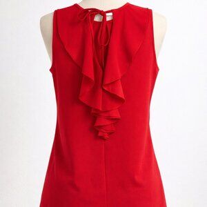 WOMENS RUFFLED TIE RED BLOUSE